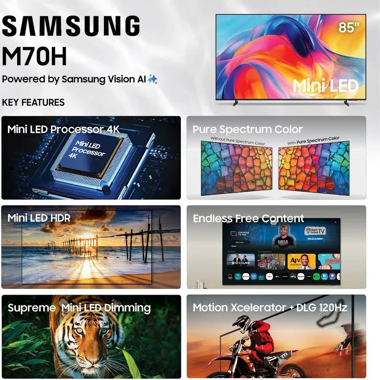 Samsung 85" Class M70H Mini LED 4K UHD Smart TV (UN85M70HAF), photo 3 of 7