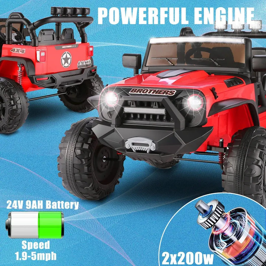 Kids 2-Seater Electric Ride-On SUV with Remote Control and Music, Black, photo 4 of 7