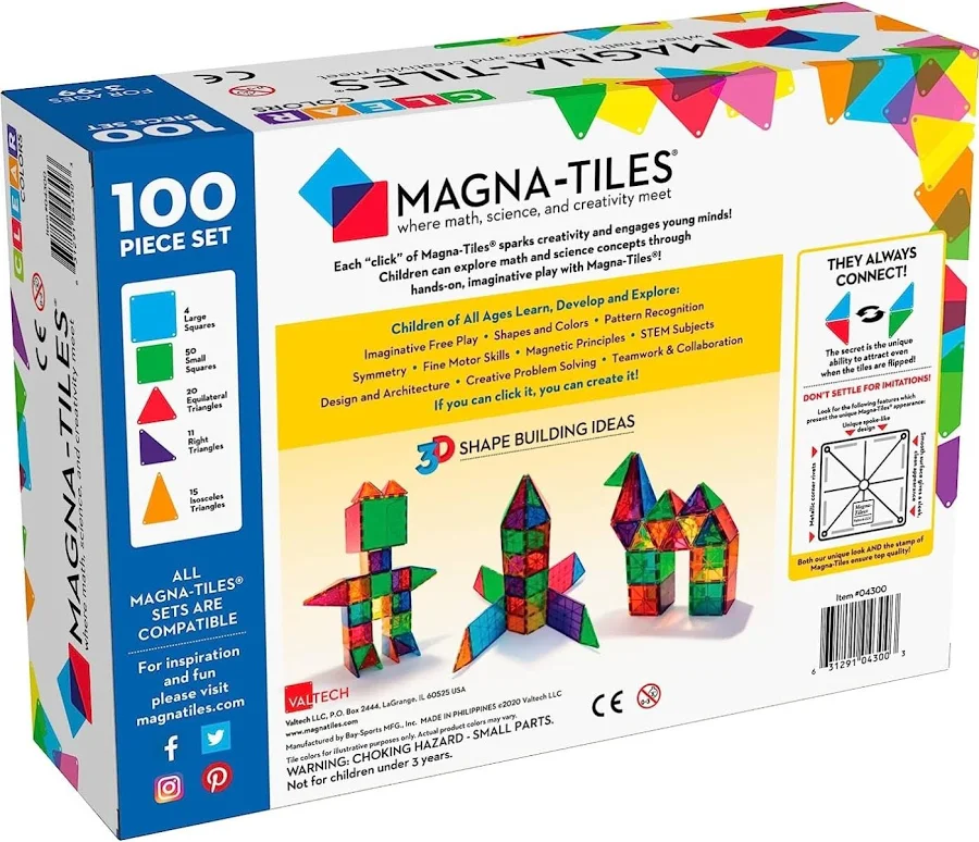 Magna-Tiles Clear Colors 100-Piece Set, photo 5 of 7