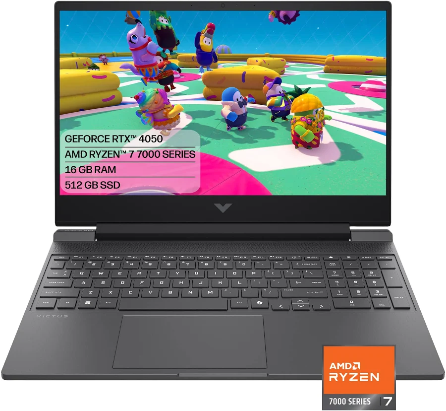 HP Victus 15.6" 144Hz Gaming Laptop – AMD Ryzen 7 7445HS, RTX 4050, 16GB RAM, 512GB SSD, Mica Silver, photo 2 of 7
