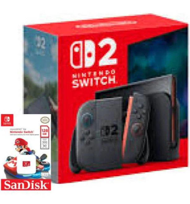 Nintendo Switch 2 Console Bundle with 128GB SD Card, Red