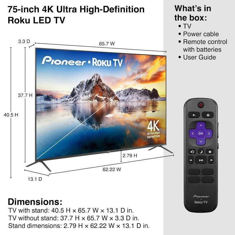 Pioneer LED 4K UHD Smart Roku TV, photo 5 of 7