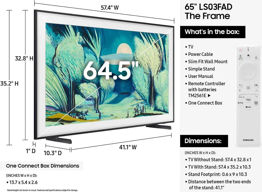 Samsung 65" The Frame QLED 4K Art Mode Vision AI Smart TV (65LS03FA), photo 4 of 7