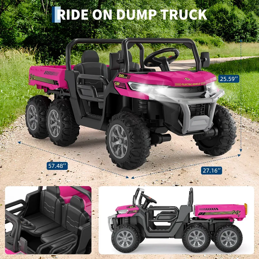 Garvee Ride P Series 24V 6x6 2-Seater Kids Ride-On Dump Truck with Remote, photo 3 of 7