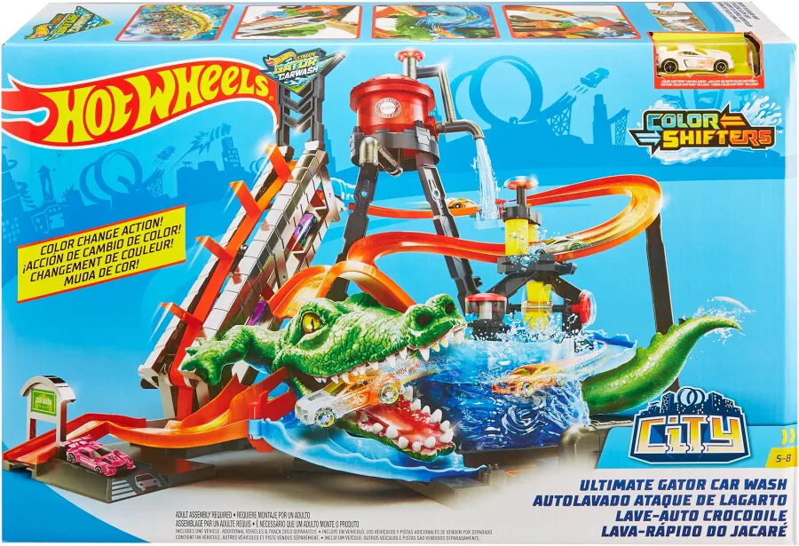 Hot Wheels Ultimate Gator Car Wash Playset with Color Shifters Car, photo 6 of 7