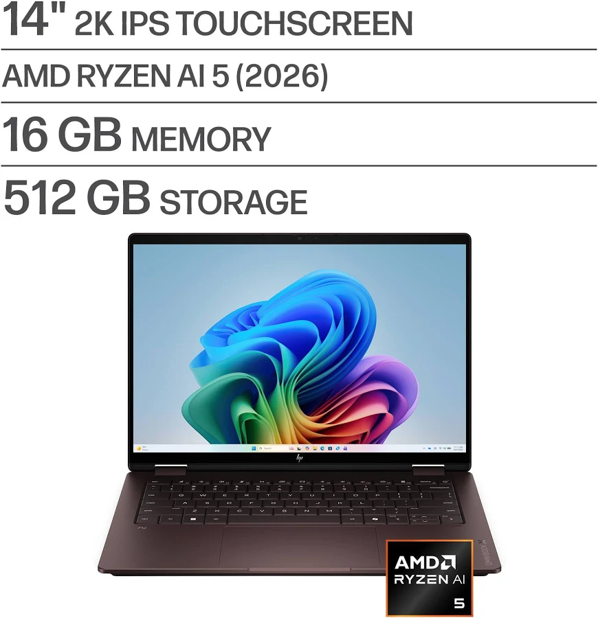 HP OmniBook X Flip 14 2-in-1 Laptop – AMD, 16GB RAM, 512GB SSD, photo 4 of 7