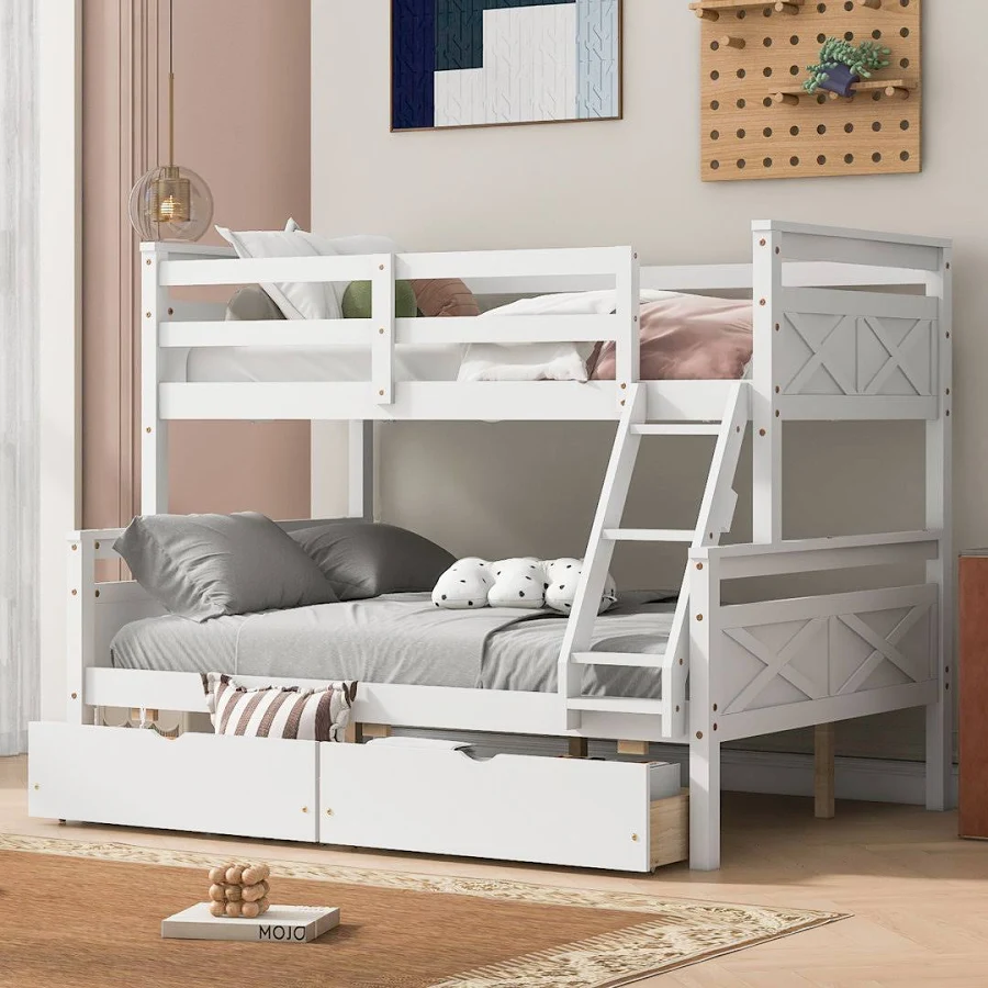 Harriet Bee Twin over Full Bunk Bed with Storage Stairs, photo 3 of 7