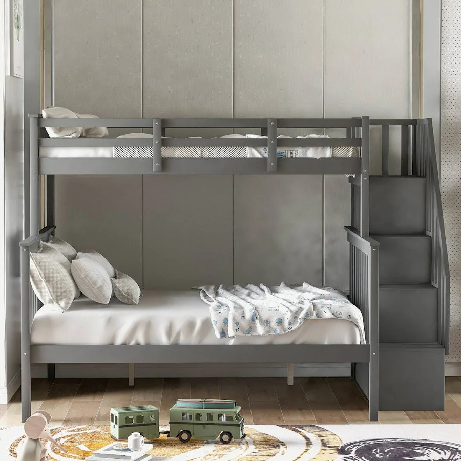 Harriet Bee Twin over Full Bunk Bed with Storage Stairs, photo 2 of 7
