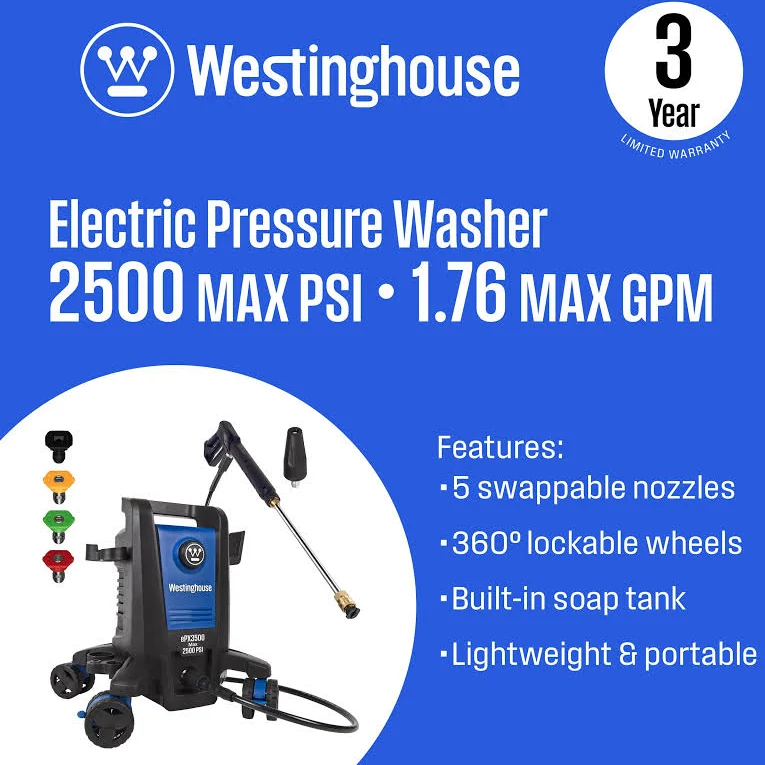 Westinghouse ePX3500 Electric Pressure Washer, 2500 Max PSI, 1.76 Max GPM, photo 4 of 7