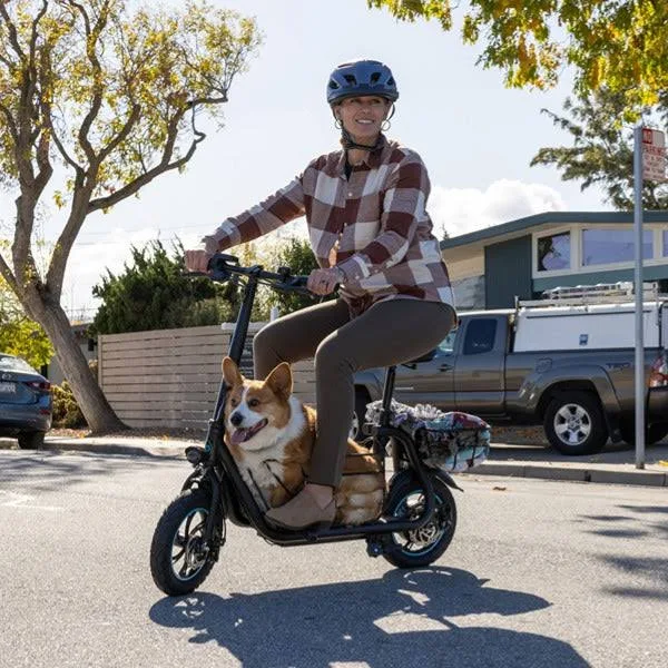 Gyroor C1S Foldable Electric Scooter with Seat and Basket – Black, photo 2 of 7