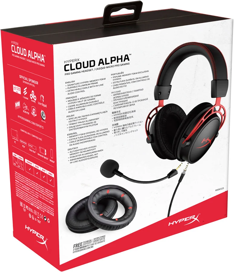 HyperX Cloud Alpha Wired Gaming Headset, Black/Red, photo 4 of 7